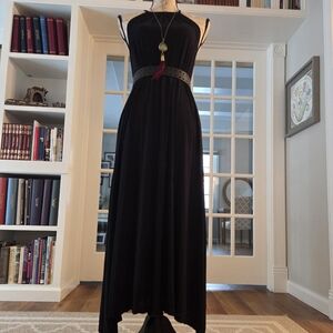 BLACK High Neck Simple Maxi Dress M/L Super Soft